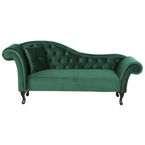 Left Hand Chaise Lounge Velvet Dark Green LATTES