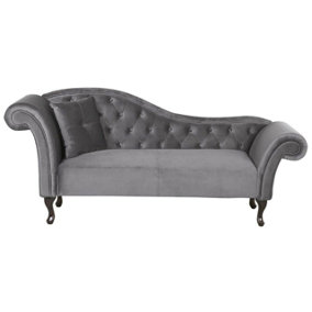 Left Hand Chaise Lounge Velvet Grey LATTES
