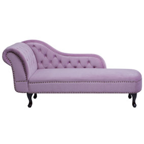 Left Hand Chaise Lounge Velvet Light Violet NIMES