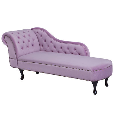 Left Hand Chaise Lounge Velvet Light Violet NIMES