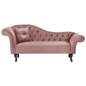 Left Hand Chaise Lounge Velvet Pink LATTES