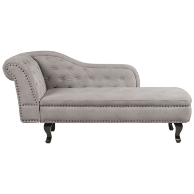 Left Hand Chaise Lounge Velvet Taupe NIMES