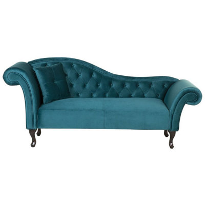 Left Hand Chaise Lounge Velvet Teal LATTES