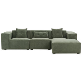 Left Hand Chenille Corner Sofa Dark Green DOLVA