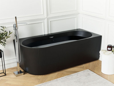 Left Hand Corner Bath 1700 mm x 800 mm Black GOCTA