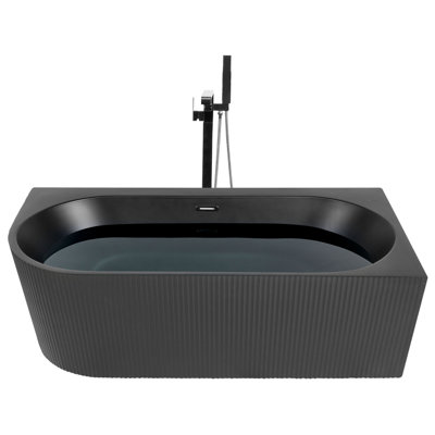 Left Hand Corner Bath 1700 mm x 800 mm Black GOCTA