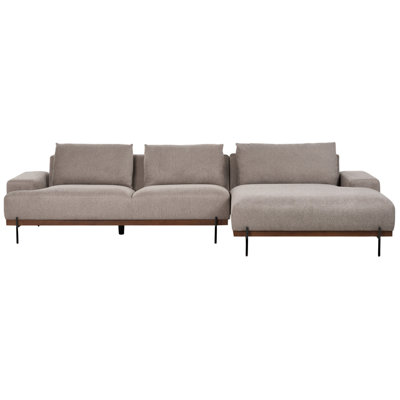 Left Hand Corner Fabric Sofa Light Brown MARIFERD