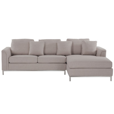 Left-Hand Corner Sofa OSLO Beige Fabric