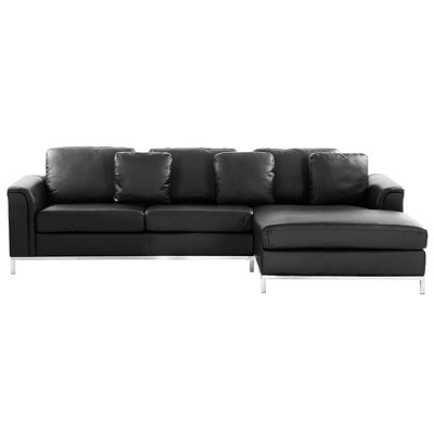 Left-Hand Corner Sofa OSLO Black Leather