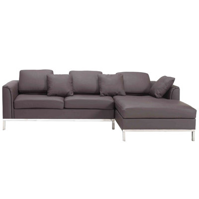 Left-Hand Corner Sofa OSLO Brown Leather