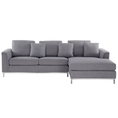 Left-Hand Corner Sofa OSLO Light Grey Fabric