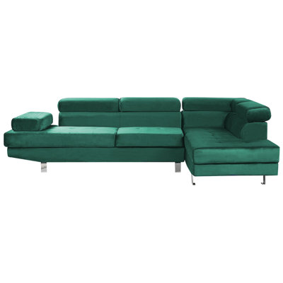 Left Hand Corner Velvet Sofa Green NORREA