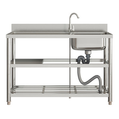 Left Hand Drainer Rectangle One Compartment Stainless Steel Sink with ...