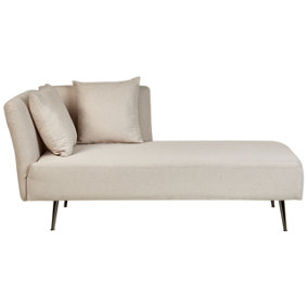 Left Hand Fabric Chaise Lounge Beige RIOM