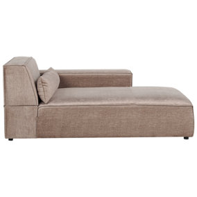 Left Hand Fabric Chaise Lounge Brown HELLNAR