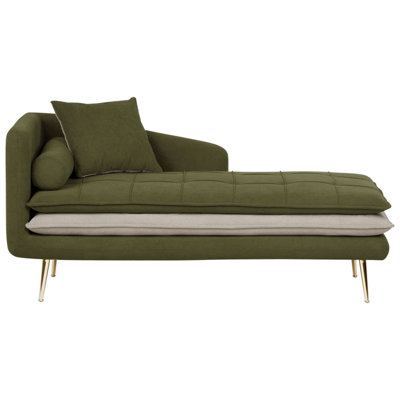 Left Hand Fabric Chaise Lounge Green GONESSE