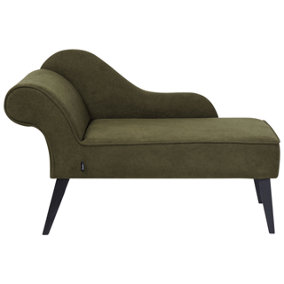 Left Hand Fabric Chaise Lounge Olive Green BIARRITZ
