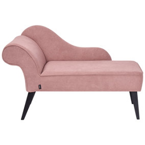 Left Hand Fabric Chaise Lounge Pink BIARRITZ