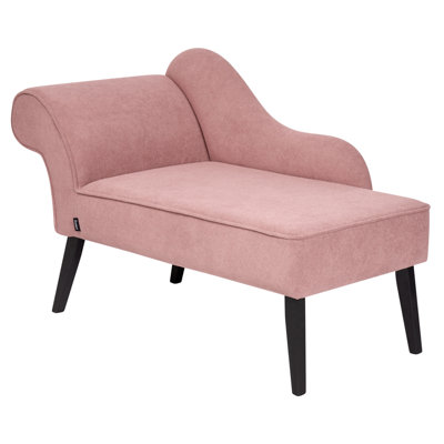 Left Hand Fabric Chaise Lounge Pink BIARRITZ