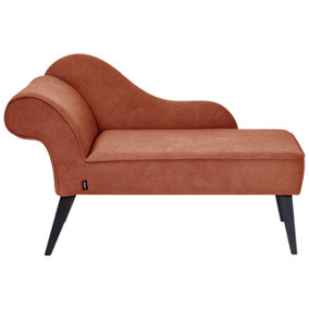 Left Hand Fabric Chaise Lounge Red BIARRITZ