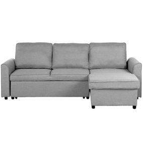 Left Hand Fabric Corner Sofa Bed with Storage Grey NESNA