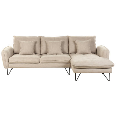 Left Hand Fabric Corner Sofa Beige SERSAN