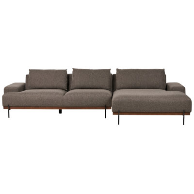 Left Hand Fabric Corner Sofa Brown MARIFERD