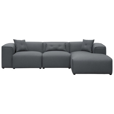 Left Hand Fabric Corner Sofa Dark Grey DOLVA