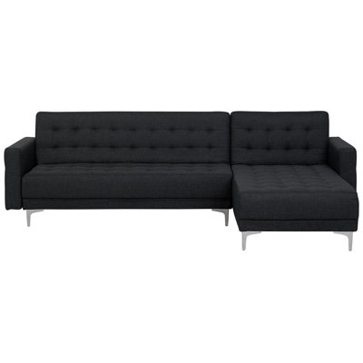 Left Hand Fabric Corner Sofa Graphite Grey ABERDEEN