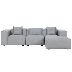Left Hand Fabric Corner Sofa Grey DOLVA