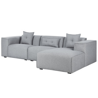 Left Hand Fabric Corner Sofa Grey DOLVA