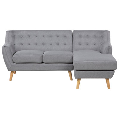 Left Hand Fabric Corner Sofa Grey MOTALA