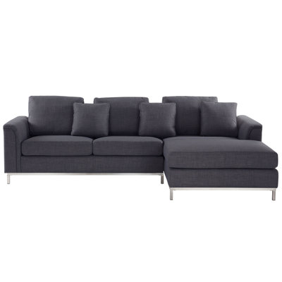 Left Hand Fabric Corner Sofa Grey OSLO