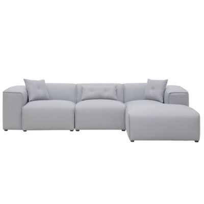 Left Hand Fabric Corner Sofa Light Grey DOLVA