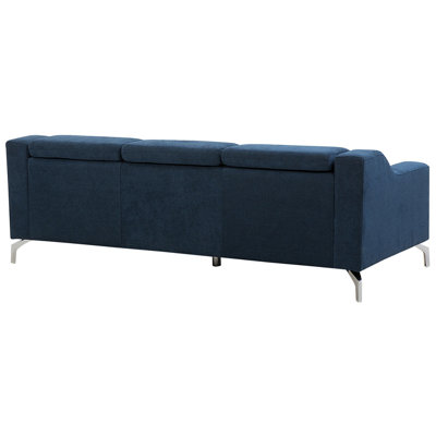 Left Hand Fabric Corner Sofa Navy Blue GLOSLI