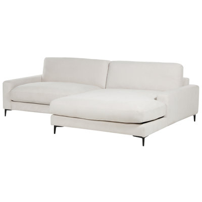 Left Hand Fabric Corner Sofa Off-White MALOY
