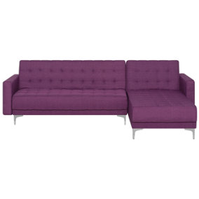 Left Hand Fabric Corner Sofa Purple ABERDEEN
