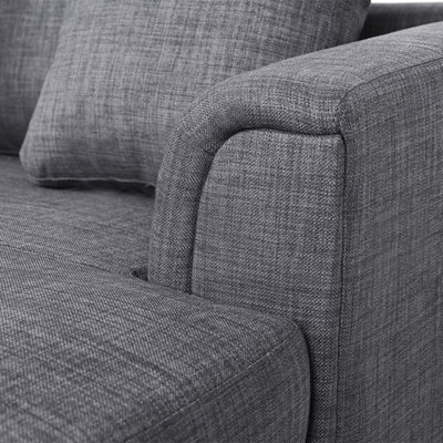 Left Hand Fabric Corner Sofa with Ottoman Grey OSLO
