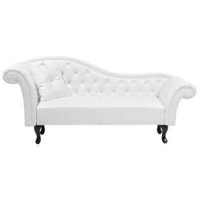 Left Hand Faux Leather Chaise Lounge White LATTES