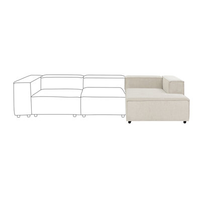 Left Hand Jumbo Cord Chaise Lounge Off-White APRICA