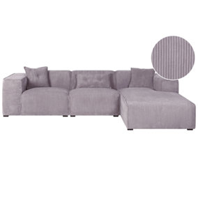 Left Hand Jumbo Cord Corner Sofa Grey DOLVA