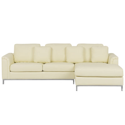 Left Hand Leather Corner Sofa Beige OSLO