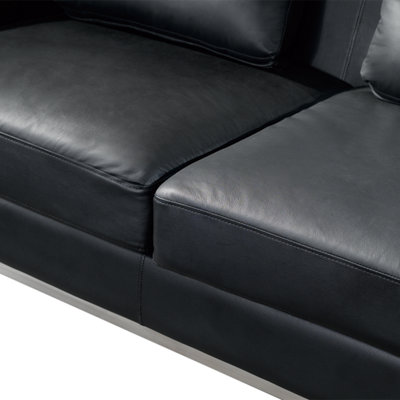Left Hand Leather Corner Sofa Black OSLO