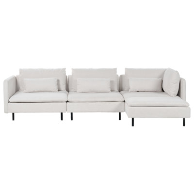 Left Hand Modular Fabric Corner Sofa Beige EGERIS