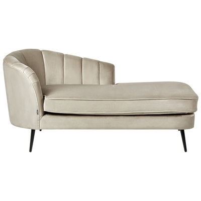 Left Hand Velvet Chaise Lounge Beige ALLIER