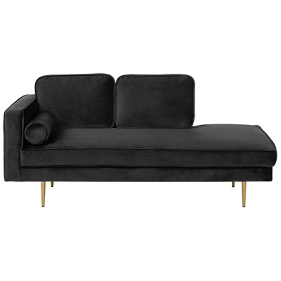 Left Hand Velvet Chaise Lounge Black MIRAMAS | DIY at B&Q