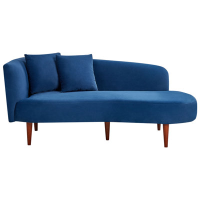 Left Hand Velvet Chaise Lounge Blue CHAUMONT