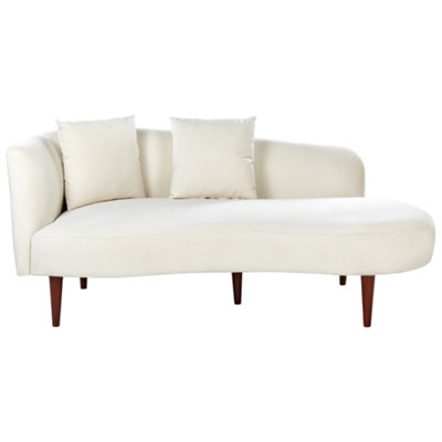 Left Hand Velvet Chaise Lounge Cream CHAUMONT