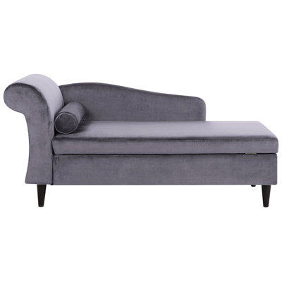 Left Hand Velvet Chaise Lounge Dark Grey LUIRO