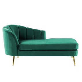 Left Hand Velvet Chaise Lounge Emerald Green ALLIER